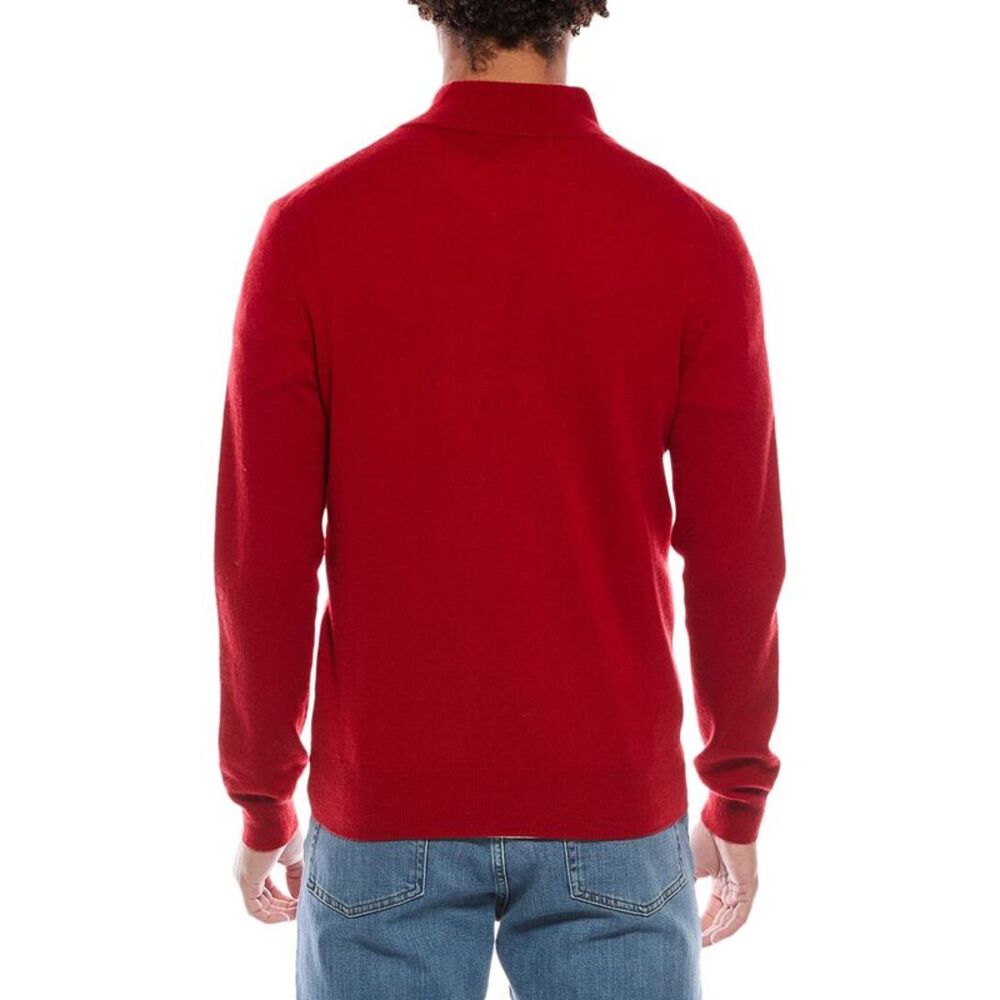 Mette Mens  Cashmere 1/4-Zip Mock Neck Sweater, Red - Picture 2 of 3